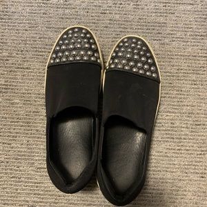 Black studded j/slides slip-ons